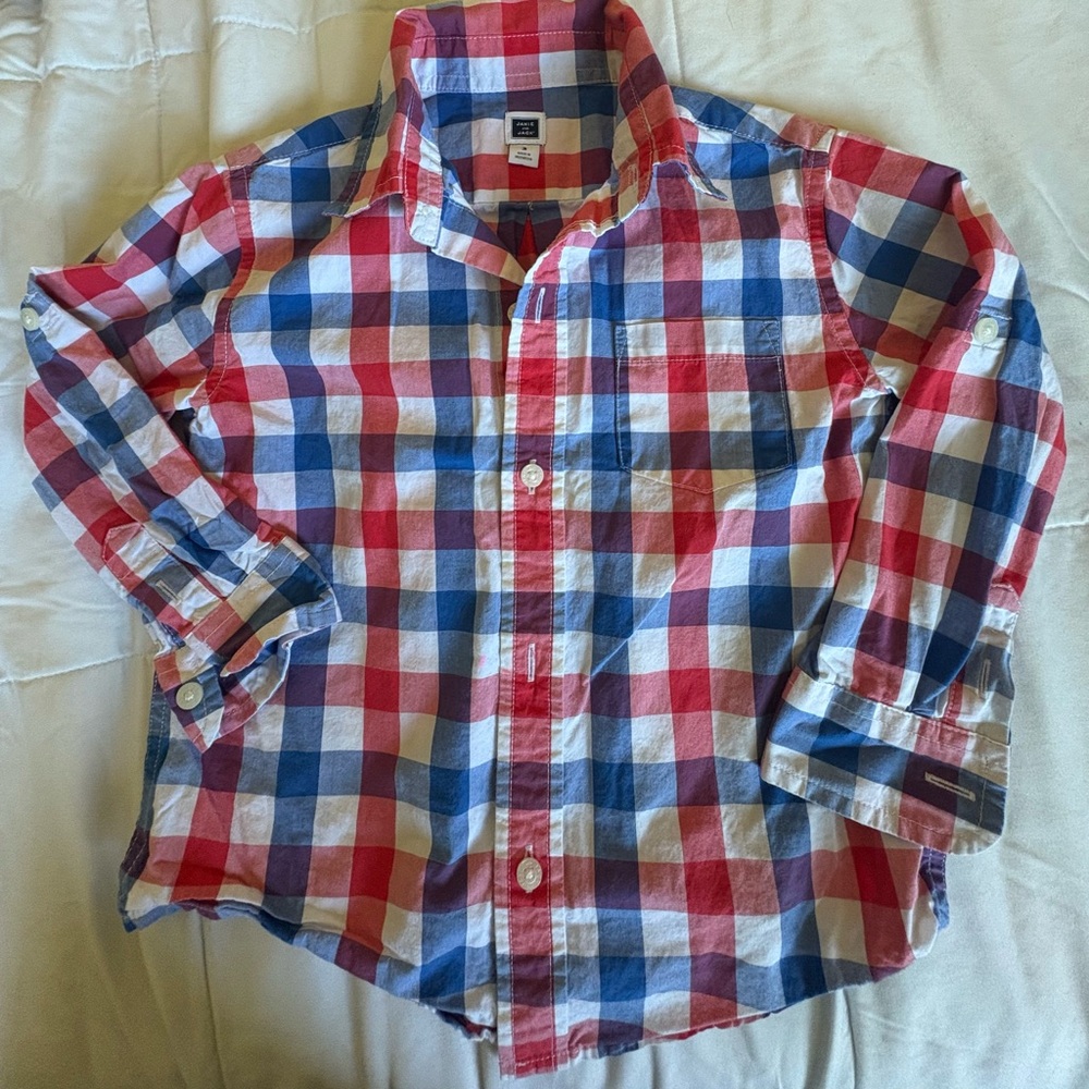 Janie and Jack Vibrant Red and Blue Checkered Shirt